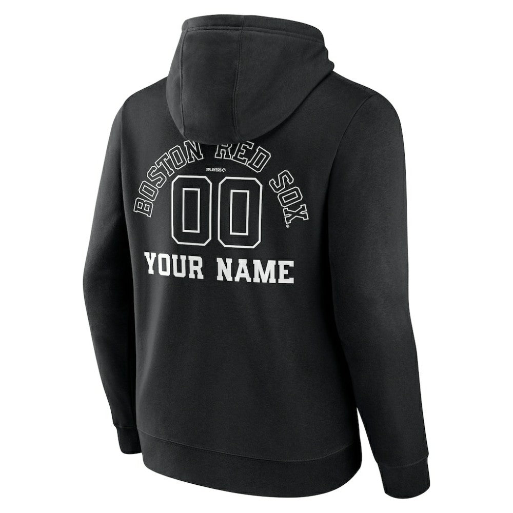 Boston Red Sox Monochrome Personalized Name & Number Pullover Hoodie Black