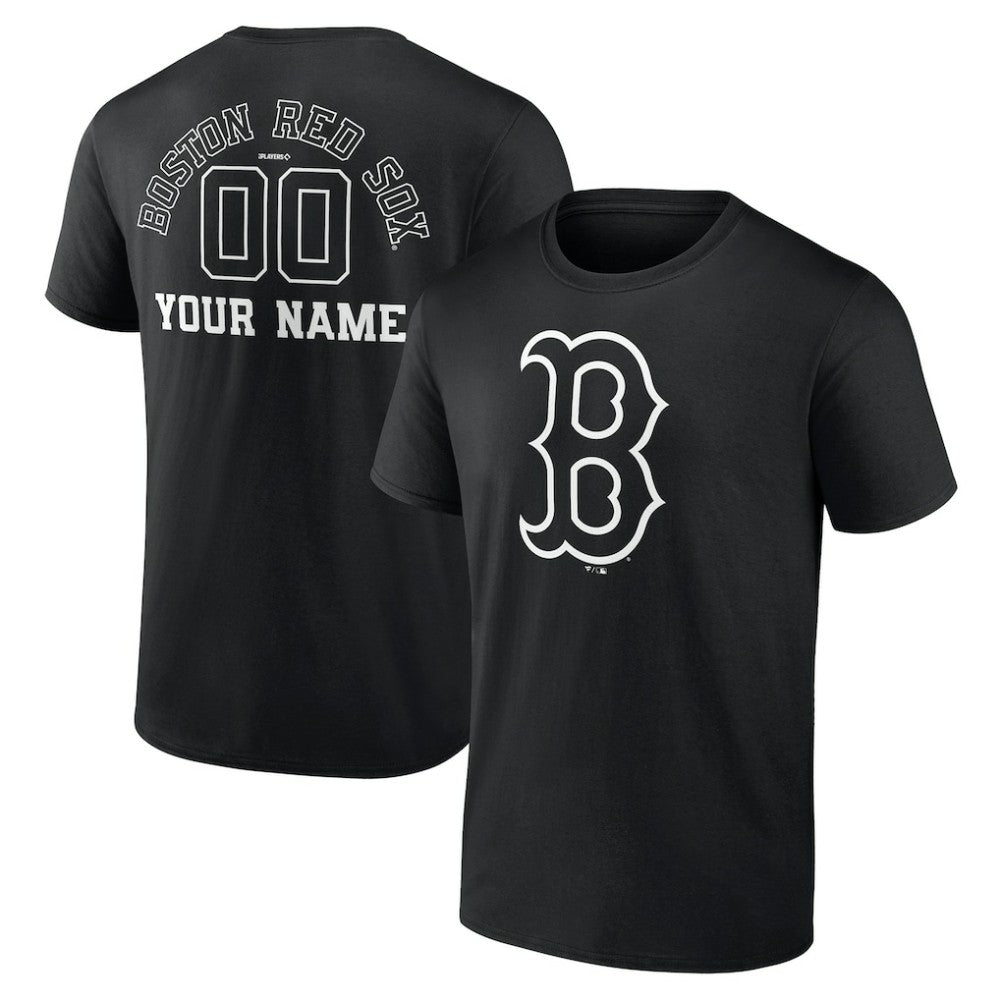 Boston Red Sox Monochrome Personalized Name & Number T-Shirt Black