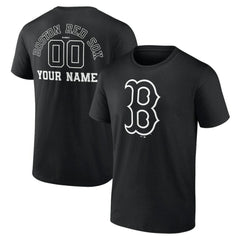 Boston Red Sox Monochrome Personalized Name & Number T-Shirt Black