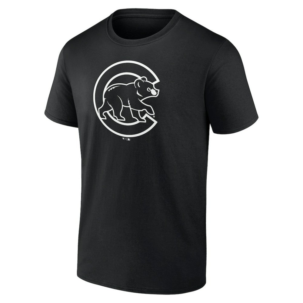 Chicago Cubs Monochrome Personalized Name & Number T-Shirt Black