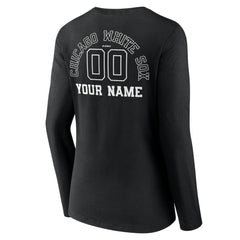 Chicago White Sox Women's Monochrome Personalized Name & Number Long Sleeve V-Neck T-Shirt Black
