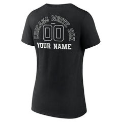Chicago White Sox Women's Monochrome Personalized Name & Number V-Neck T-Shirt Black
