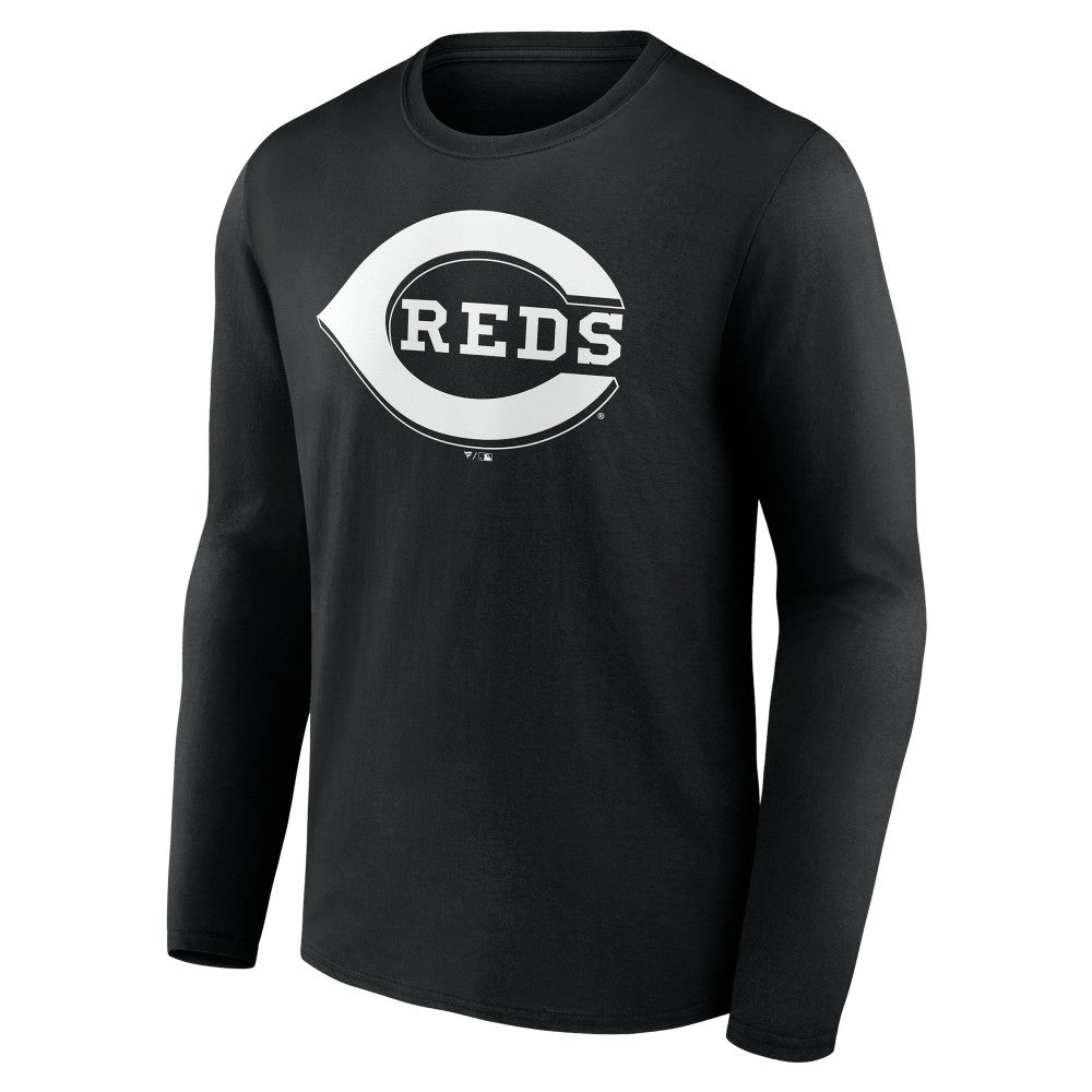 Cincinnati Reds Monochrome Personalized Name & Number Long Sleeve T-Shirt Black