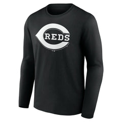 Cincinnati Reds Monochrome Personalized Name & Number Long Sleeve T-Shirt Black