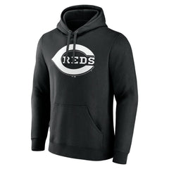 Cincinnati Reds Monochrome Personalized Name & Number Pullover Hoodie Black