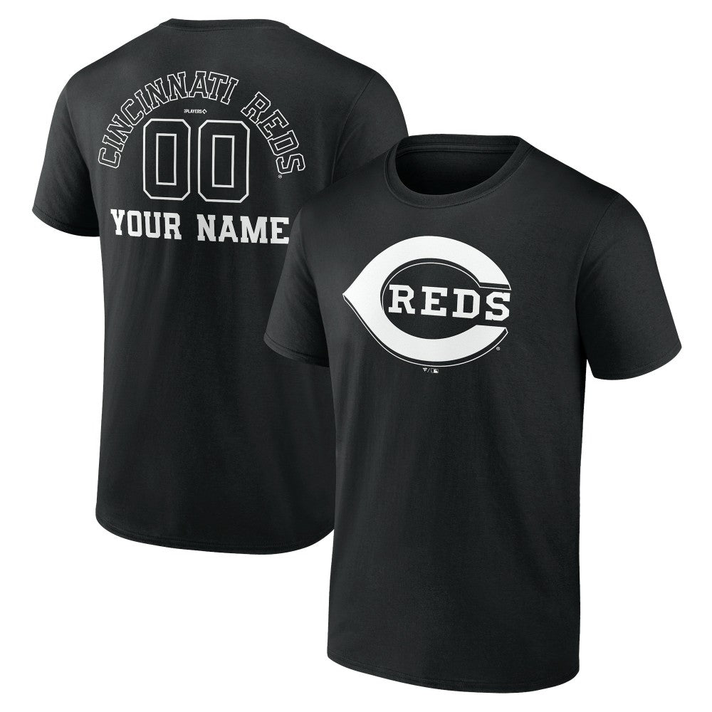 Cincinnati Reds Monochrome Personalized Name & Number T-Shirt Black