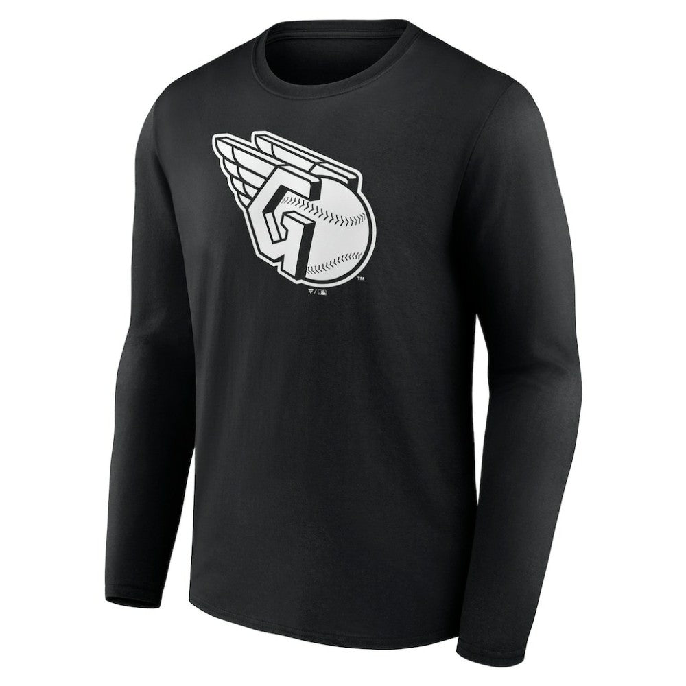 Cleveland Guardians Monochrome Personalized Name & Number Long Sleeve T-Shirt Black