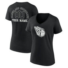 Cleveland Guardians Women's Monochrome Personalized Name & Number V-Neck T-Shirt Black