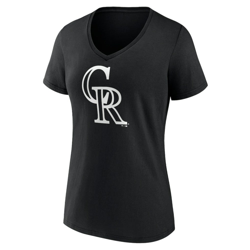Colorado Rockies Women's Monochrome Personalized Name & Number V-Neck T-Shirt Black