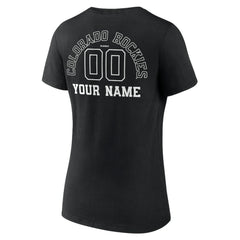 Colorado Rockies Women's Monochrome Personalized Name & Number V-Neck T-Shirt Black