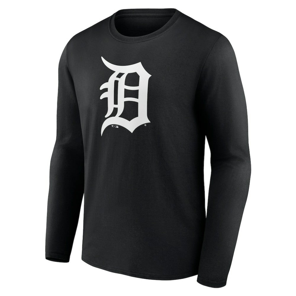 Detroit Tigers Monochrome Personalized Name & Number Long Sleeve T-Shirt Black
