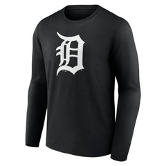 Detroit Tigers Monochrome Personalized Name & Number Long Sleeve T-Shirt Black