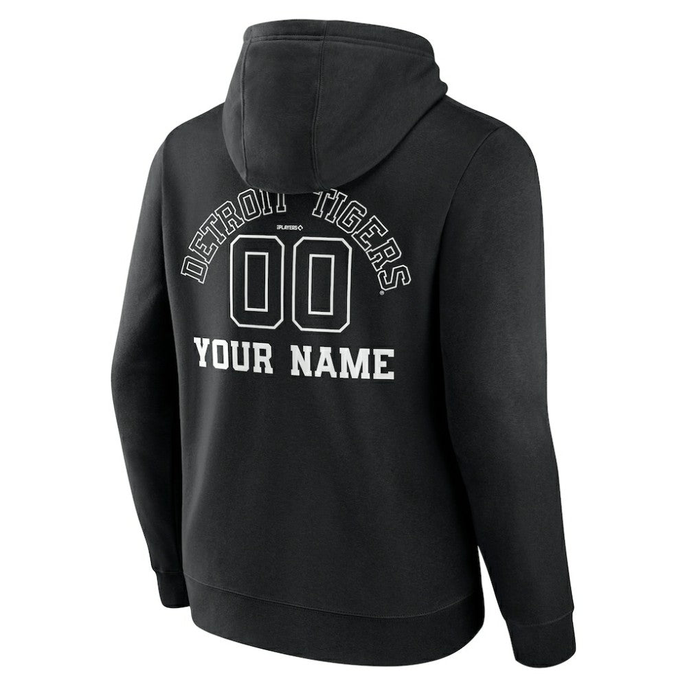 Detroit Tigers Monochrome Personalized Name & Number Pullover Hoodie Black