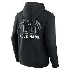 Detroit Tigers Monochrome Personalized Name & Number Pullover Hoodie Black