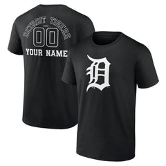 Detroit Tigers Monochrome Personalized Name & Number T-Shirt Black