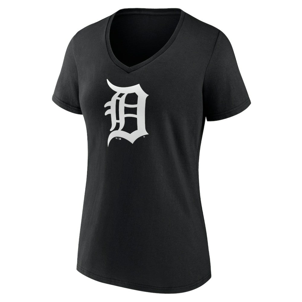Detroit Tigers Women's Monochrome Personalized Name & Number V-Neck T-Shirt Black