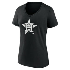 Houston Astros Women's Monochrome Personalized Name & Number V-Neck T-Shirt Black