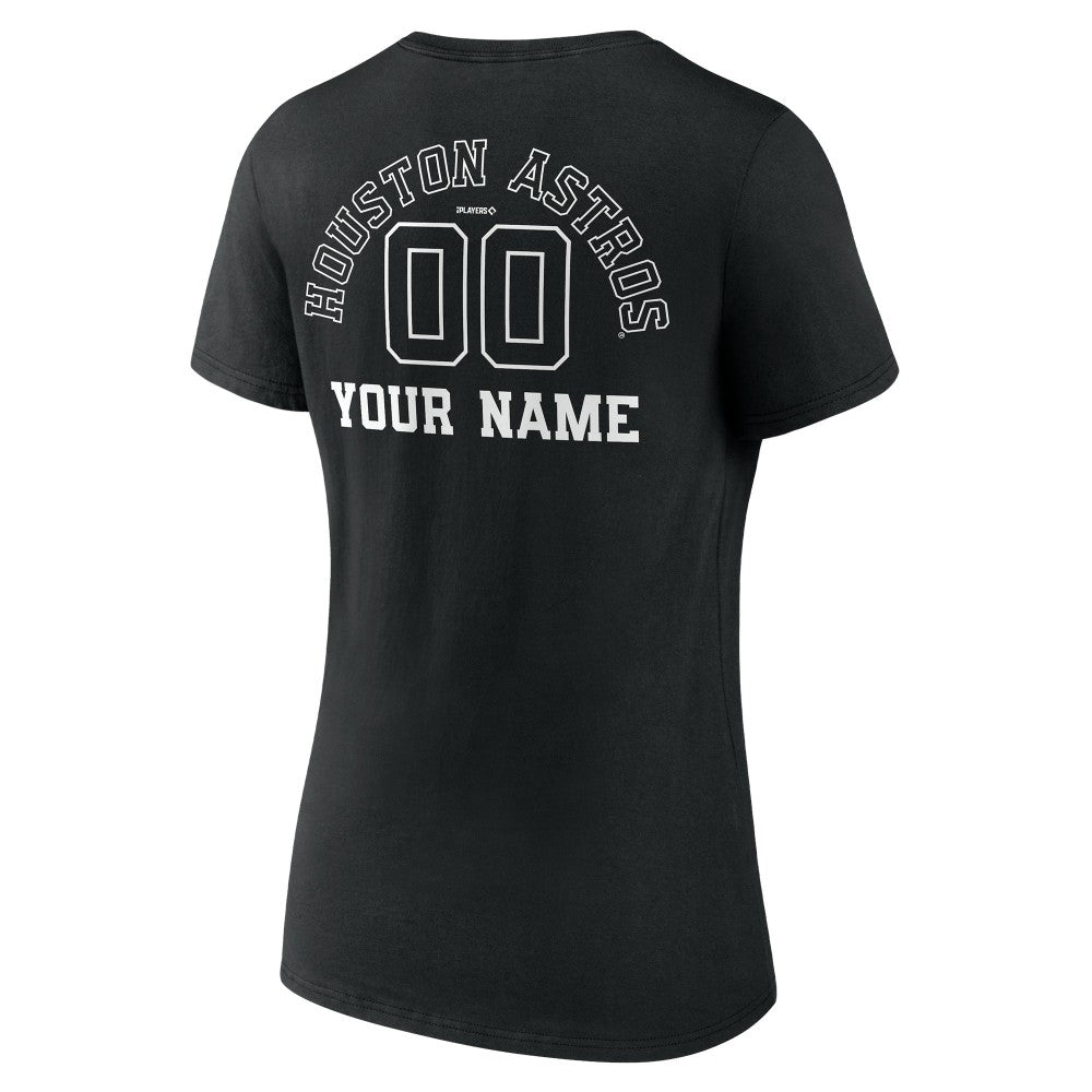 Houston Astros Women's Monochrome Personalized Name & Number V-Neck T-Shirt Black