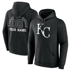 Kansas City Royals Monochrome Personalized Name & Number Pullover Hoodie Black