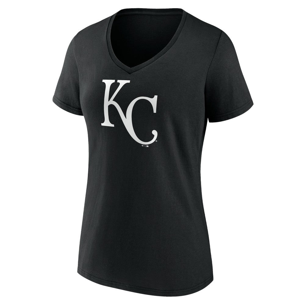 Kansas City Royals Women's Monochrome Personalized Name & Number V-Neck T-Shirt Black