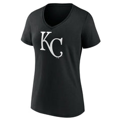 Kansas City Royals Women's Monochrome Personalized Name & Number V-Neck T-Shirt Black