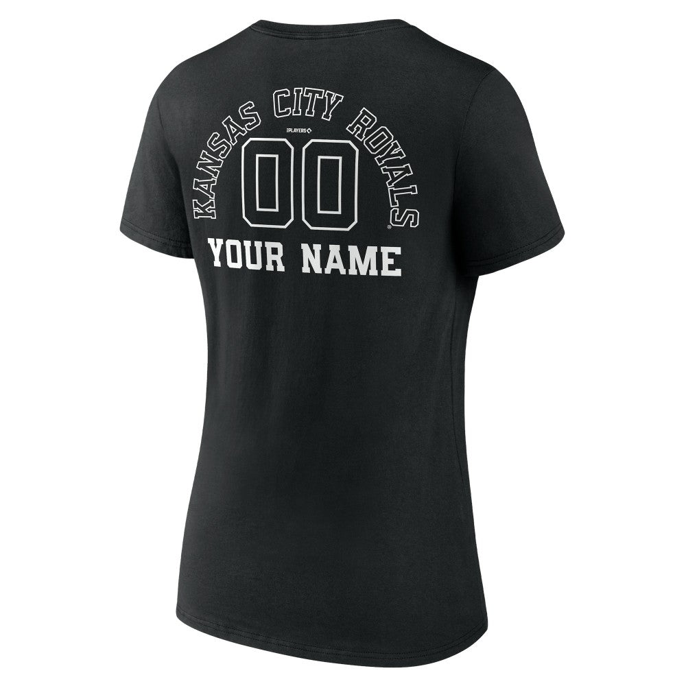 Kansas City Royals Women's Monochrome Personalized Name & Number V-Neck T-Shirt Black