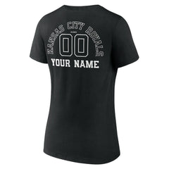 Kansas City Royals Women's Monochrome Personalized Name & Number V-Neck T-Shirt Black
