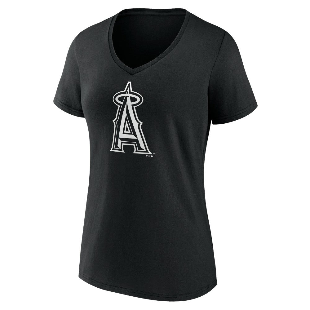 Los Angeles Angels Women's Monochrome Personalized Name & Number V-Neck T-Shirt Black