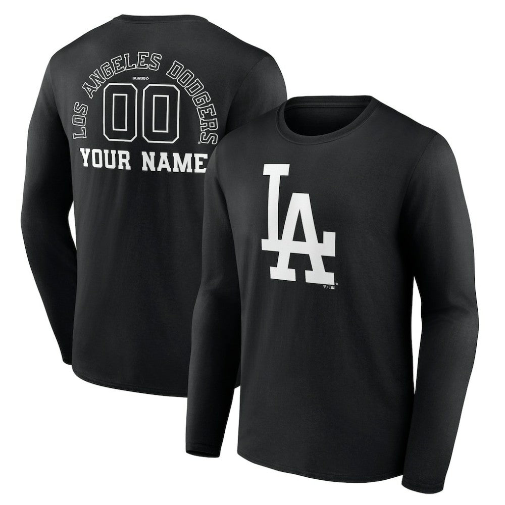 Los Angeles Dodgers Monochrome Personalized Name & Number Long Sleeve T-Shirt Black