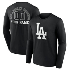 Los Angeles Dodgers Monochrome Personalized Name & Number Long Sleeve T-Shirt Black