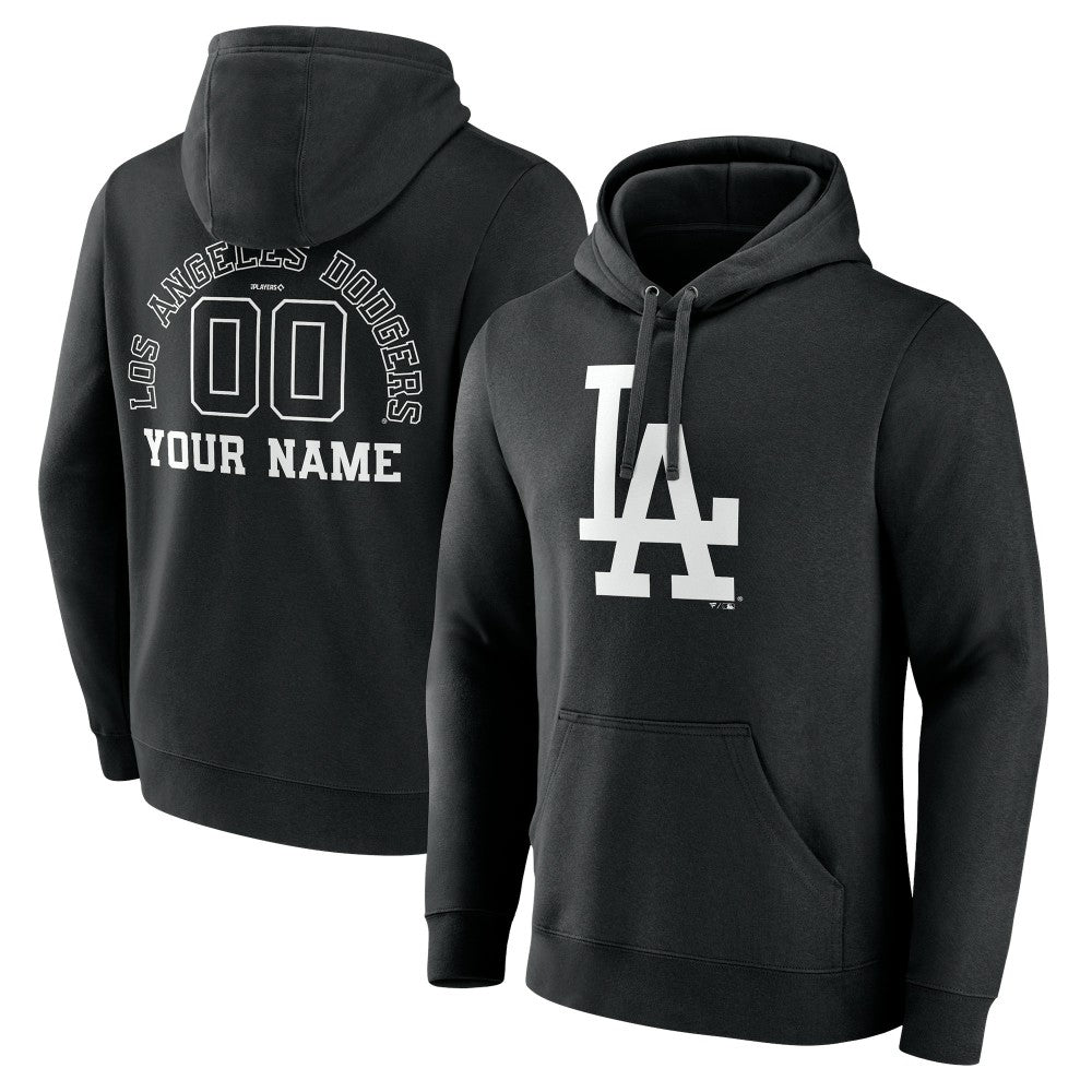 Los Angeles Dodgers Monochrome Personalized Name & Number Pullover Hoodie Black