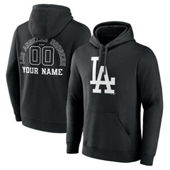 Los Angeles Dodgers Monochrome Personalized Name & Number Pullover Hoodie Black