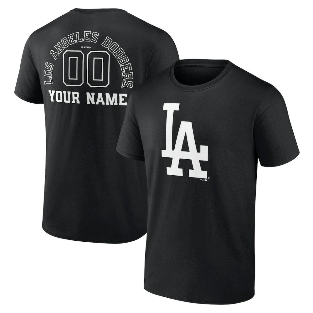 Los Angeles Dodgers Monochrome Personalized Name & Number T-Shirt Black