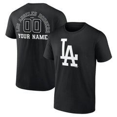 Los Angeles Dodgers Monochrome Personalized Name & Number T-Shirt Black