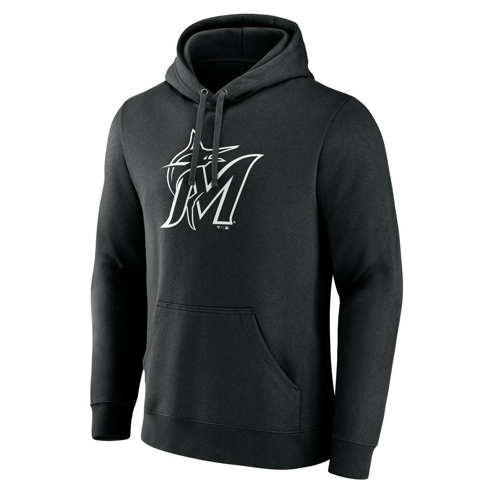 Miami Marlins Monochrome Personalized Name & Number Pullover Hoodie Black