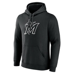 Miami Marlins Monochrome Personalized Name & Number Pullover Hoodie Black