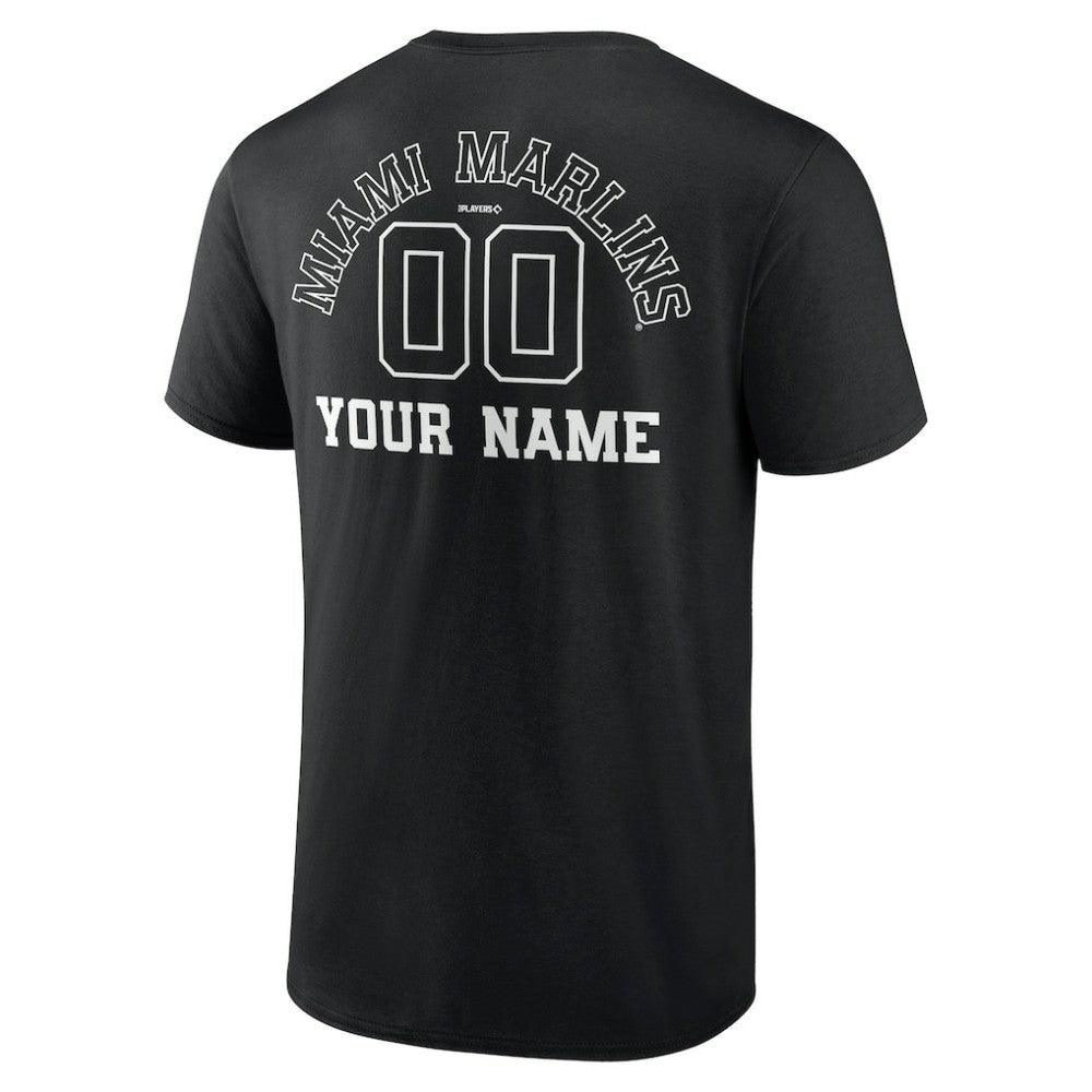 Miami Marlins Monochrome Personalized Name & Number T-Shirt Black