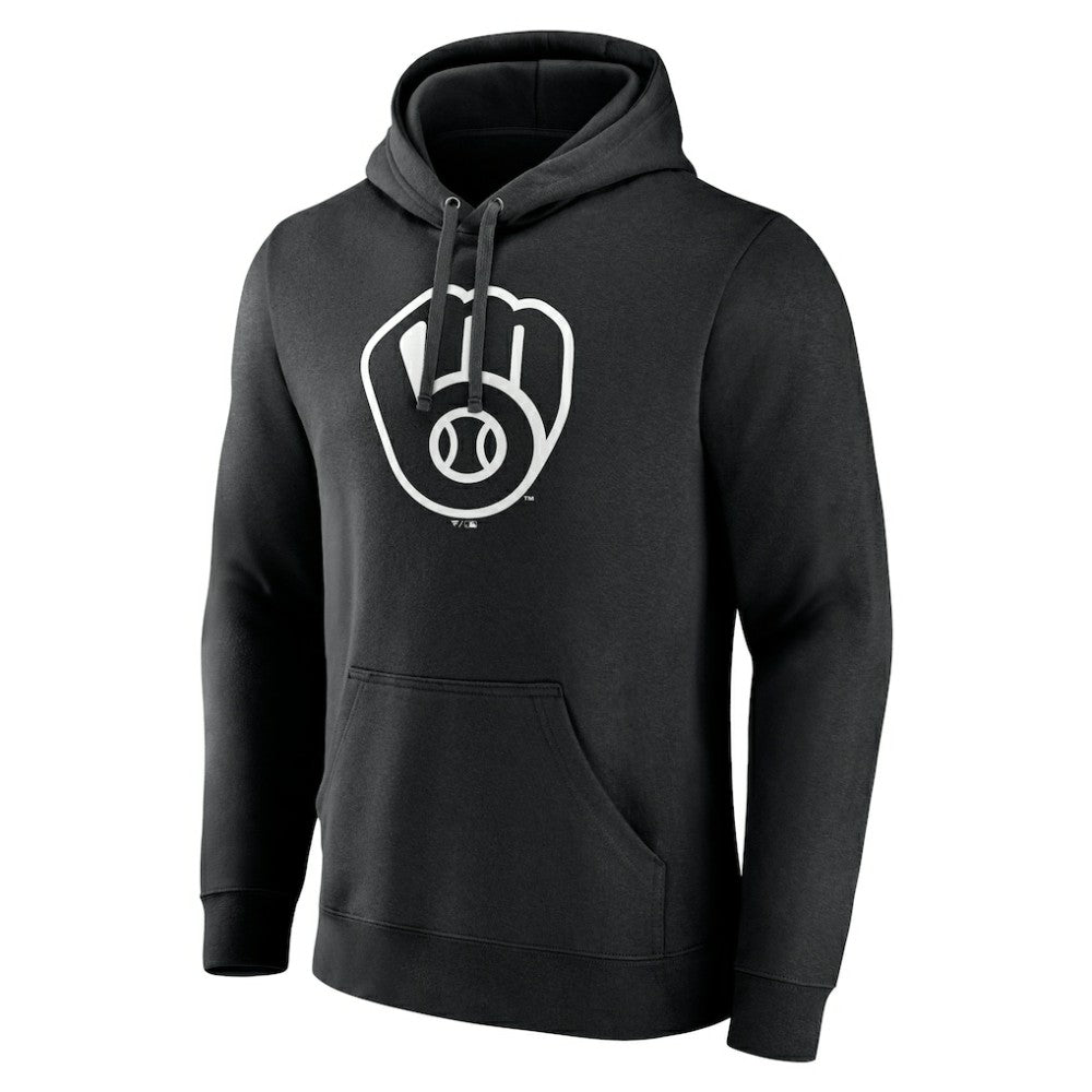 Milwaukee Brewers Monochrome Personalized Name & Number Pullover Hoodie Black