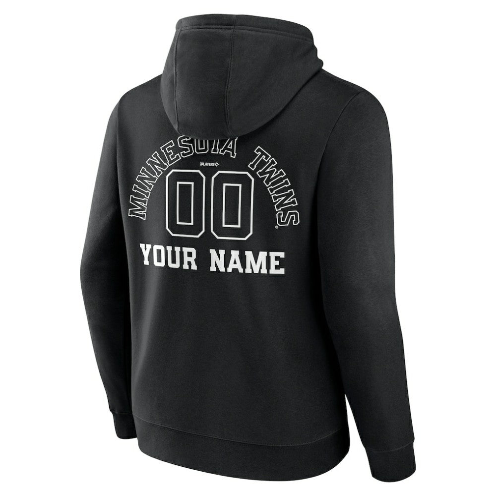 Minnesota Twins Monochrome Personalized Name & Number Pullover Hoodie Black