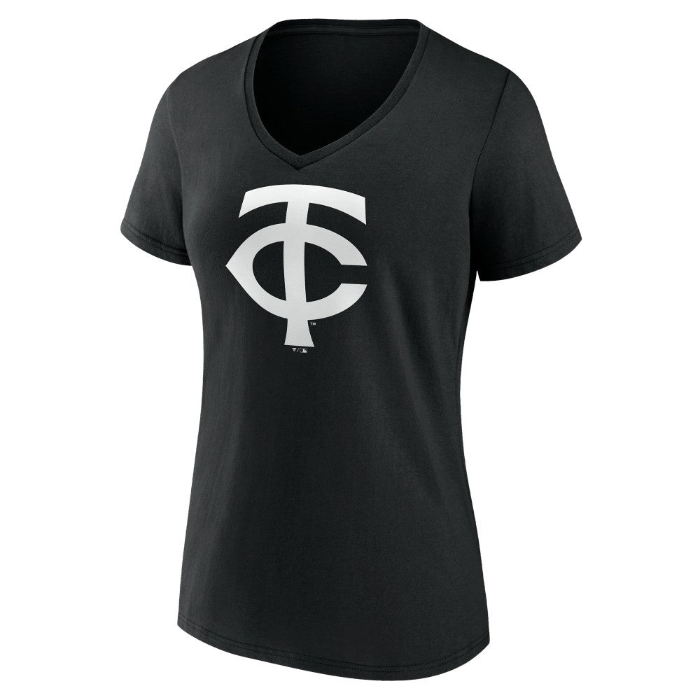 Minnesota Twins Women's Monochrome Personalized Name & Number V-Neck T-Shirt Black