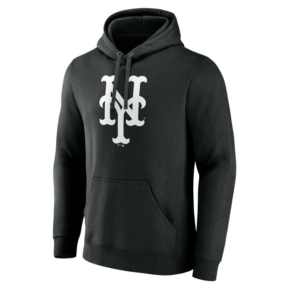New York Mets Monochrome Personalized Name & Number Pullover Hoodie Black