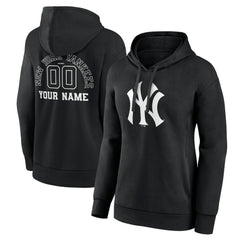 New York Yankees Women's Monochrome Personalized Name & Number Pullover Hoodie Black