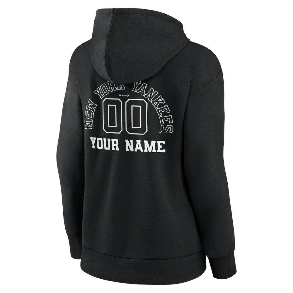New York Yankees Women's Monochrome Personalized Name & Number Pullover Hoodie Black