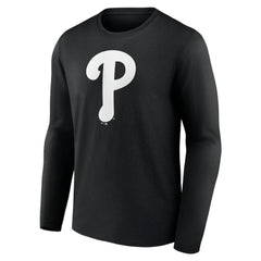 Philadelphia Phillies Monochrome Personalized Name & Number Long Sleeve T-Shirt Black