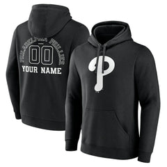 Philadelphia Phillies Monochrome Personalized Name & Number Pullover Hoodie Black