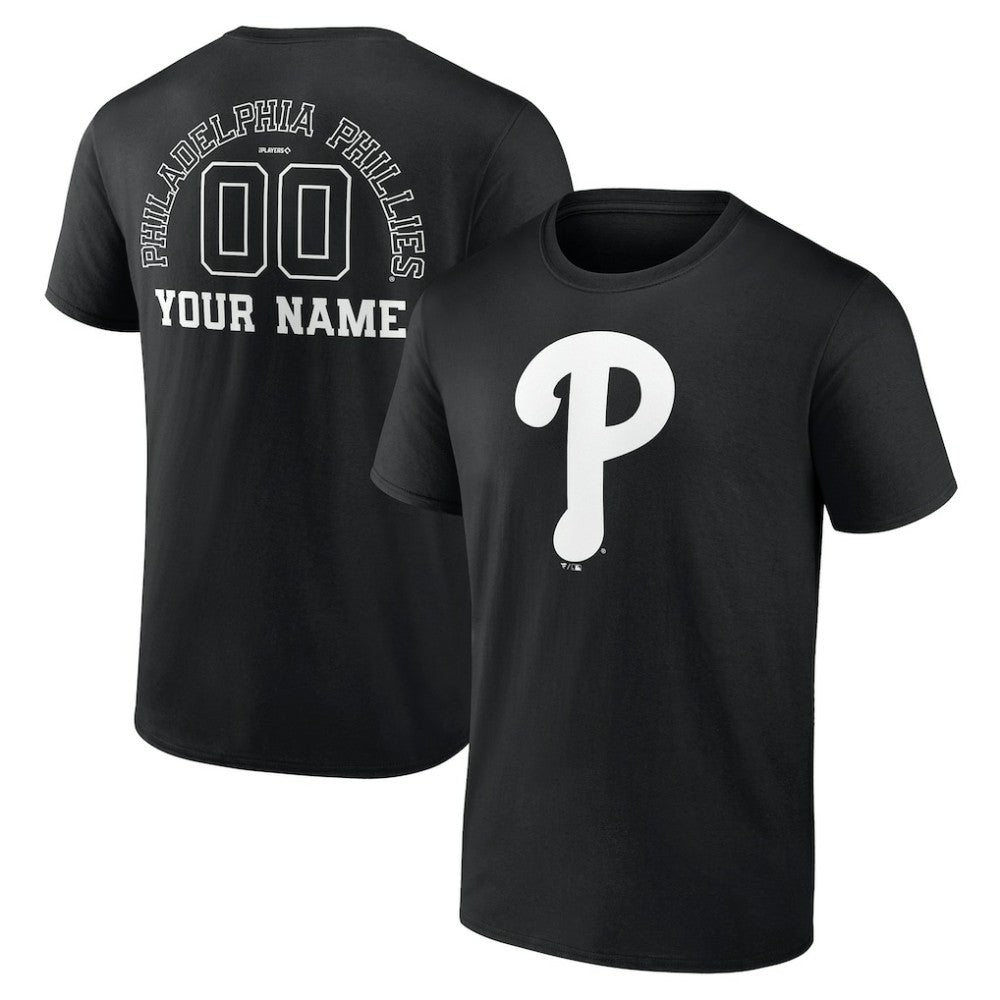Philadelphia Phillies Monochrome Personalized Name & Number T-Shirt Black