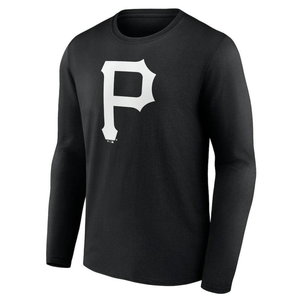 Pittsburgh Pirates Monochrome Personalized Name & Number Long Sleeve T-Shirt Black