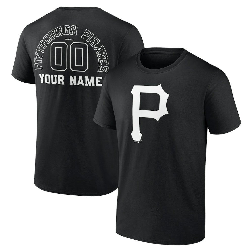 Pittsburgh Pirates Monochrome Personalized Name & Number T-Shirt Black
