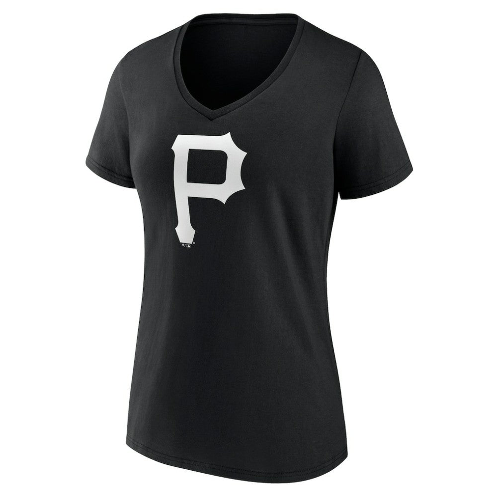 Pittsburgh Pirates Women's Monochrome Personalized Name & Number V-Neck T-Shirt Black