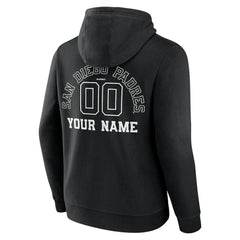 San Diego Padres Monochrome Personalized Name & Number Pullover Hoodie Black
